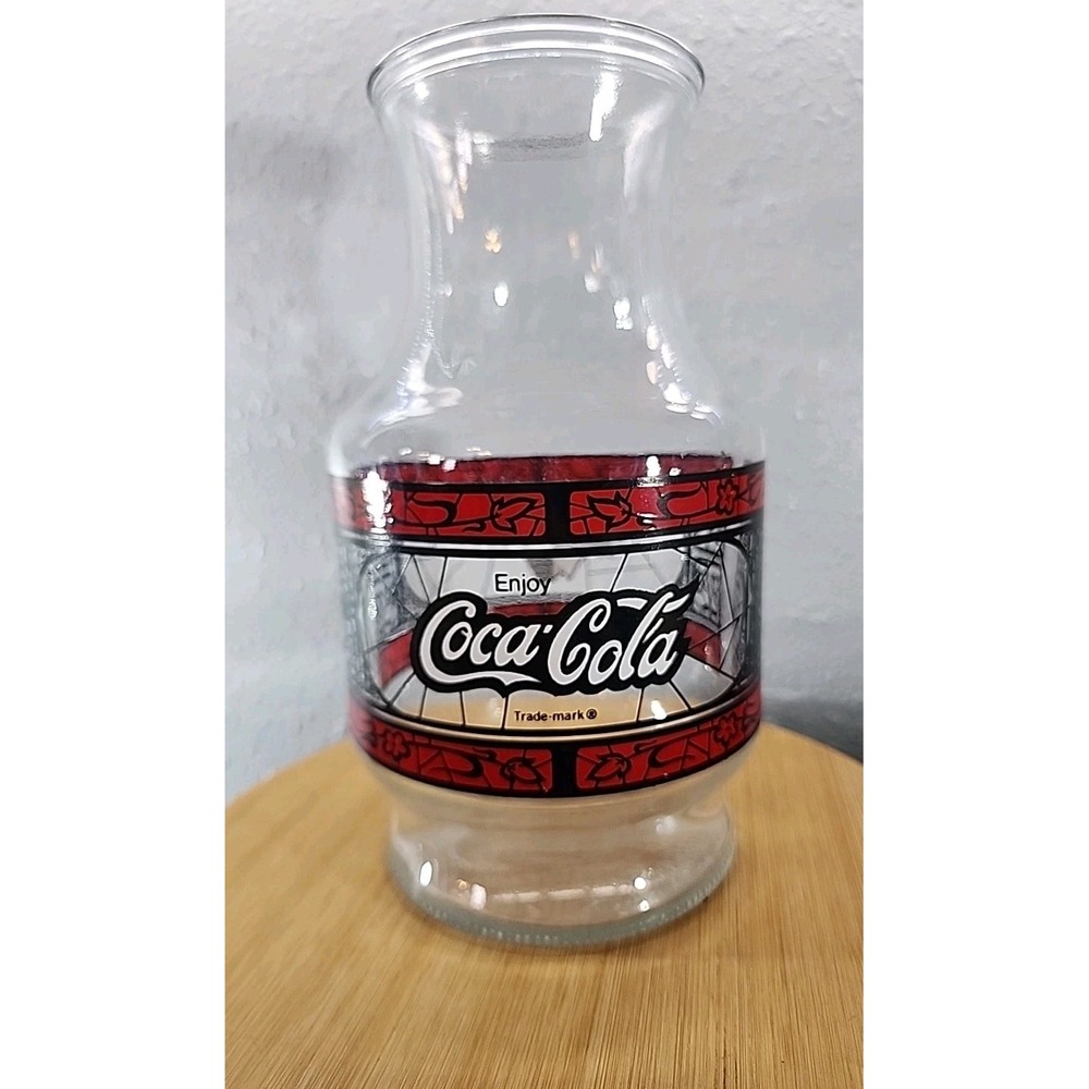 Vintage 1970s Coca Cola Godfather's Pizza Glass‎ Pitcher Vase Carafe